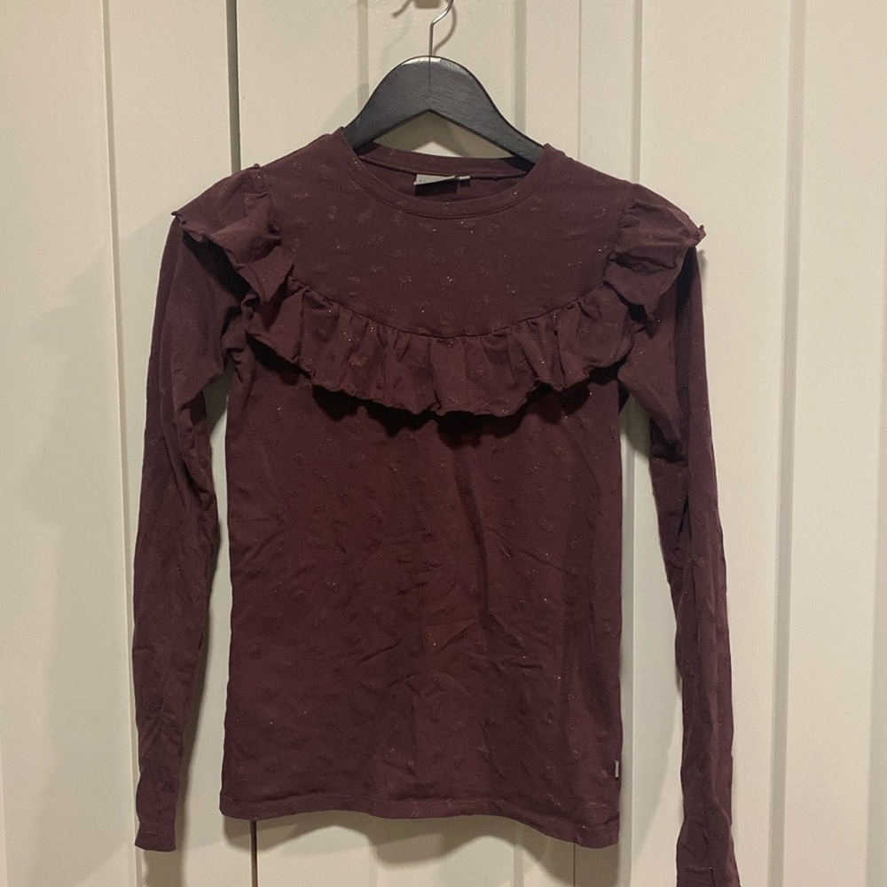 Wheat Kids ruffle long sleeve sz 14 youth